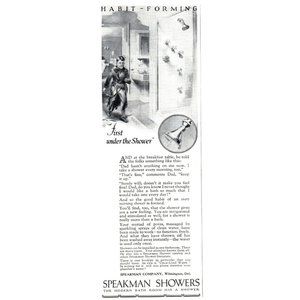 1924 Speakman Showers Showerhead Vintage Print Ad Boy Running Wall Art Photo